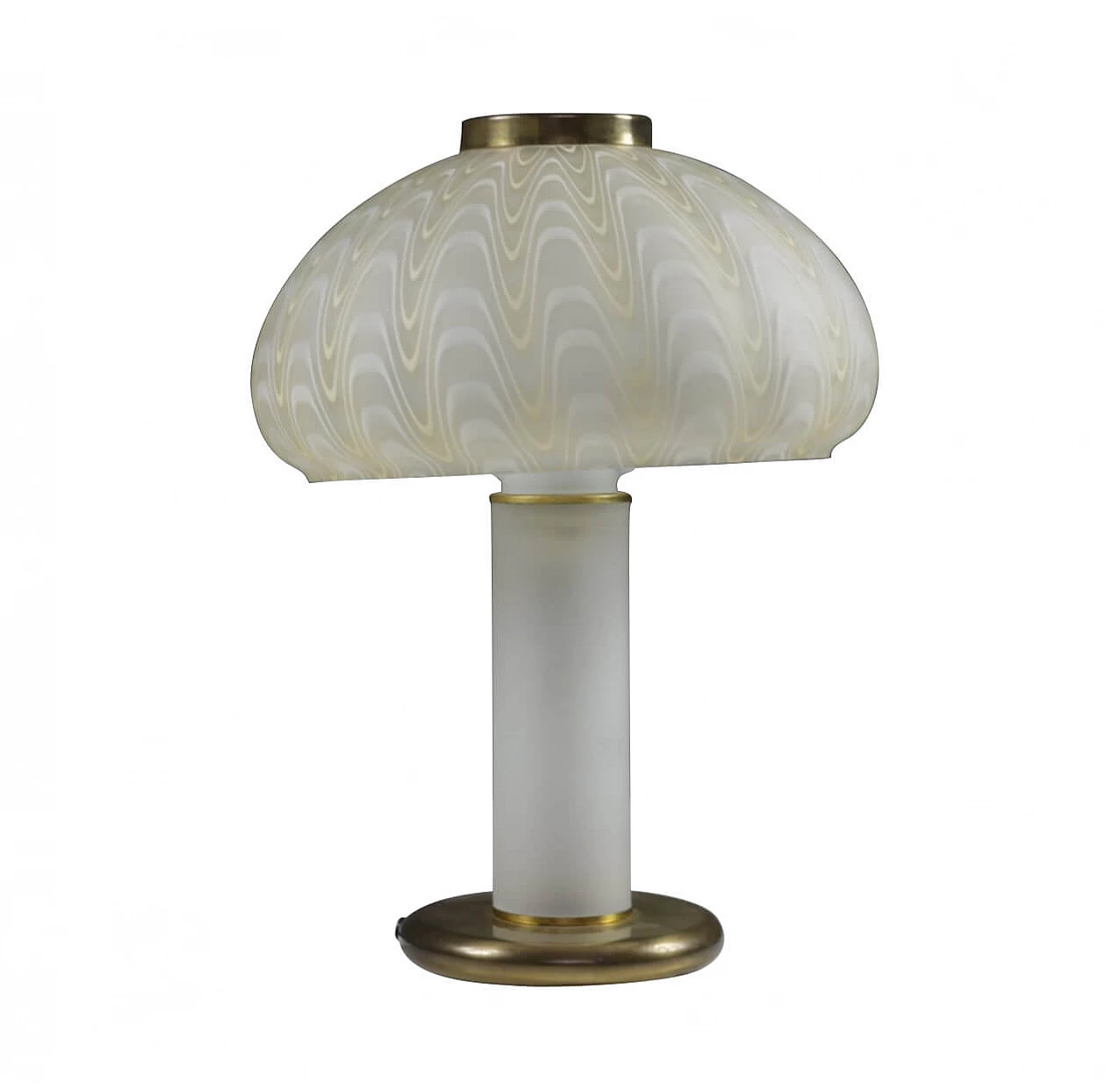 Table lamp in decorated glass and brass, 1970s 1327338