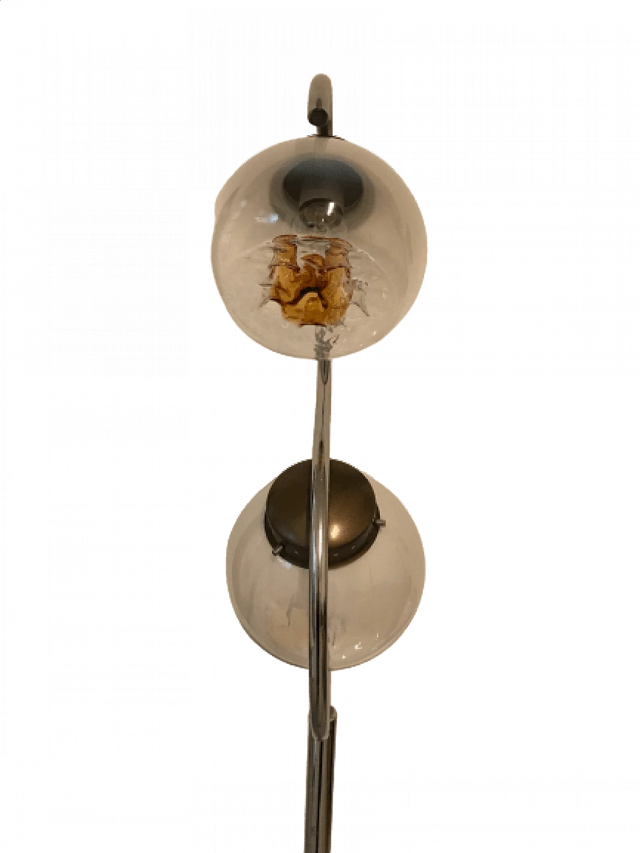 Lampada da terra in metallo e vetro di Gaetano Sciolari, anni '70 1327342