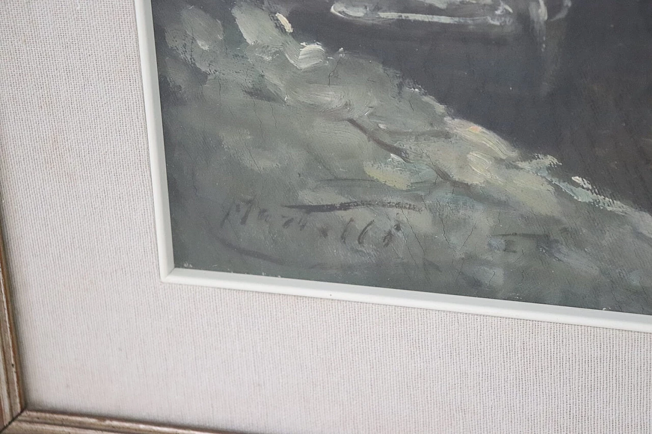 Oil painting on canvas marine with fishermen, 40s 1327909