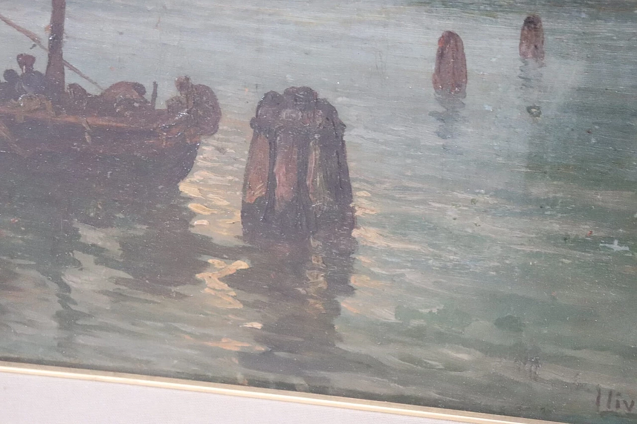 Dipinto olio su tela marina firmato Luigi Liverani, anni '40 1327915