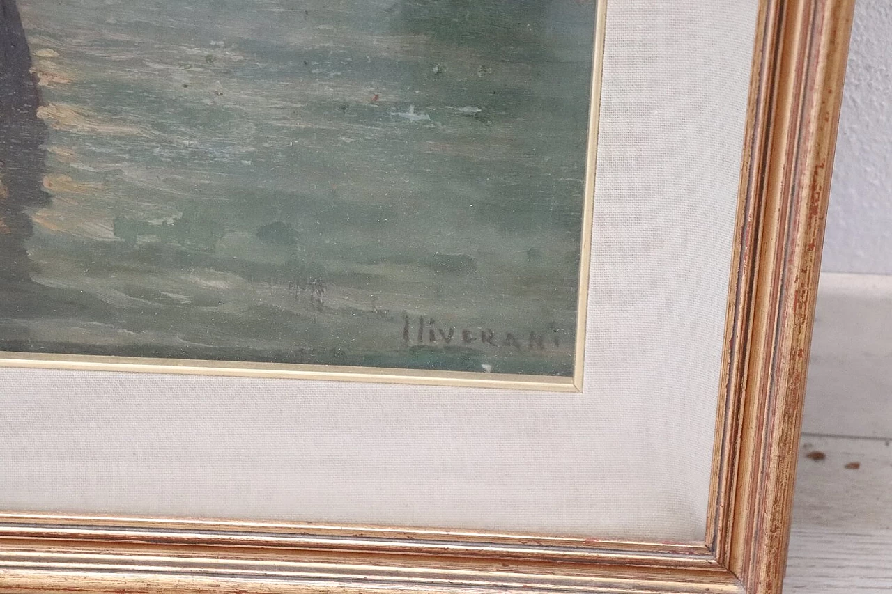 Dipinto olio su tela marina firmato Luigi Liverani, anni '40 1327916