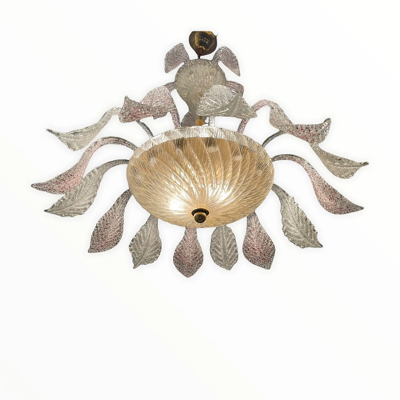 Chandelier in frosted Murano glass, 1940s 1328369