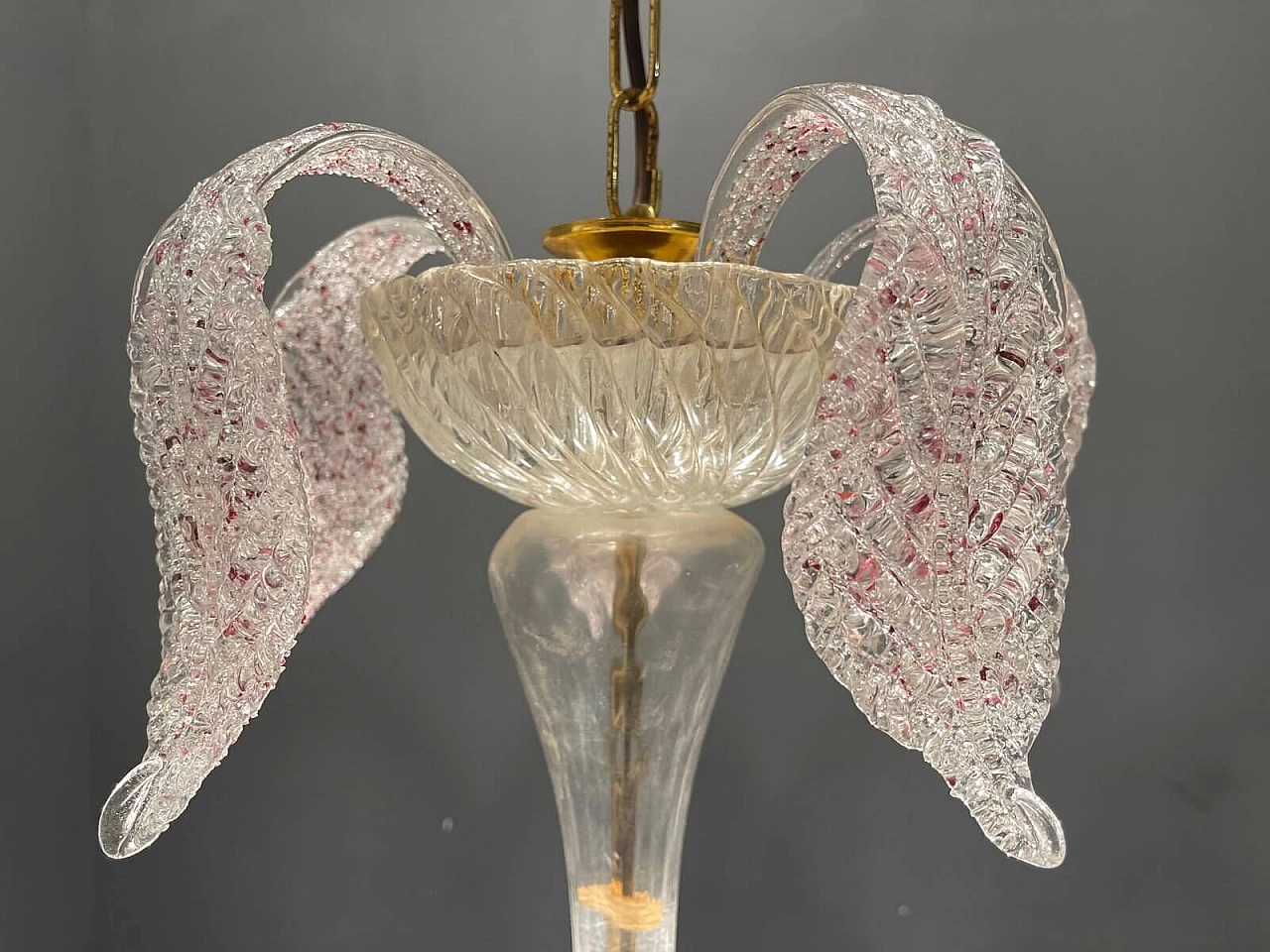 Chandelier in frosted Murano glass, 1940s 1328370