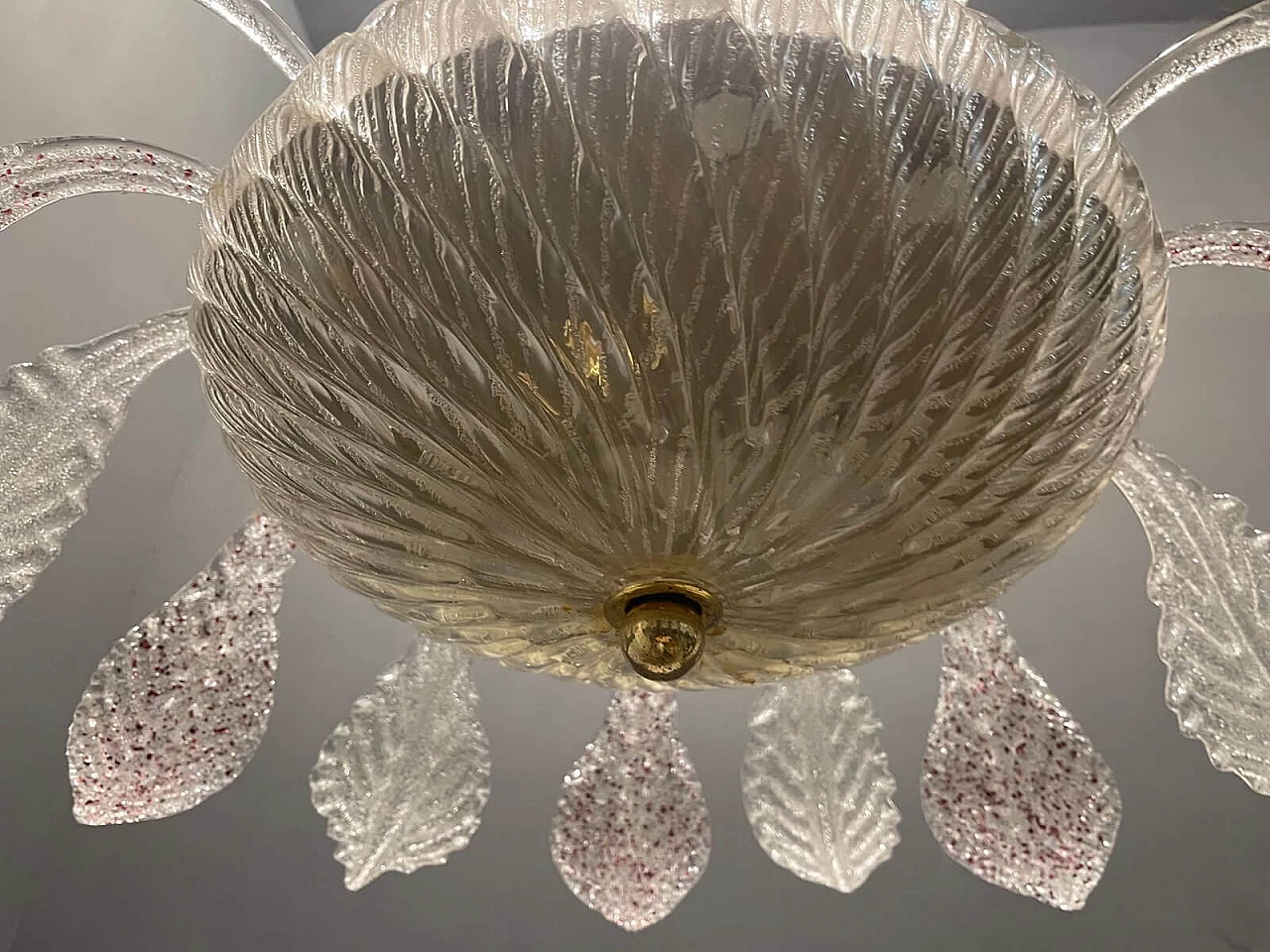 Chandelier in frosted Murano glass, 1940s 1328371