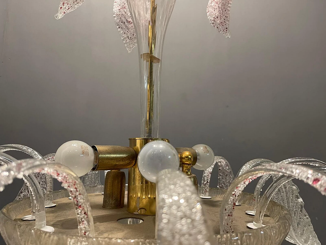 Chandelier in frosted Murano glass, 1940s 1328372