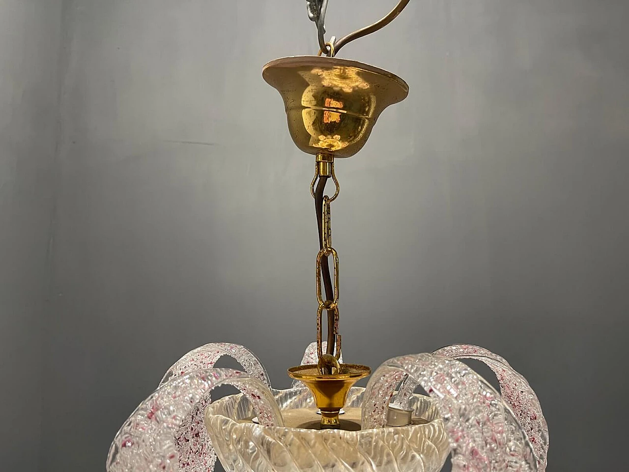 Chandelier in frosted Murano glass, 1940s 1328374