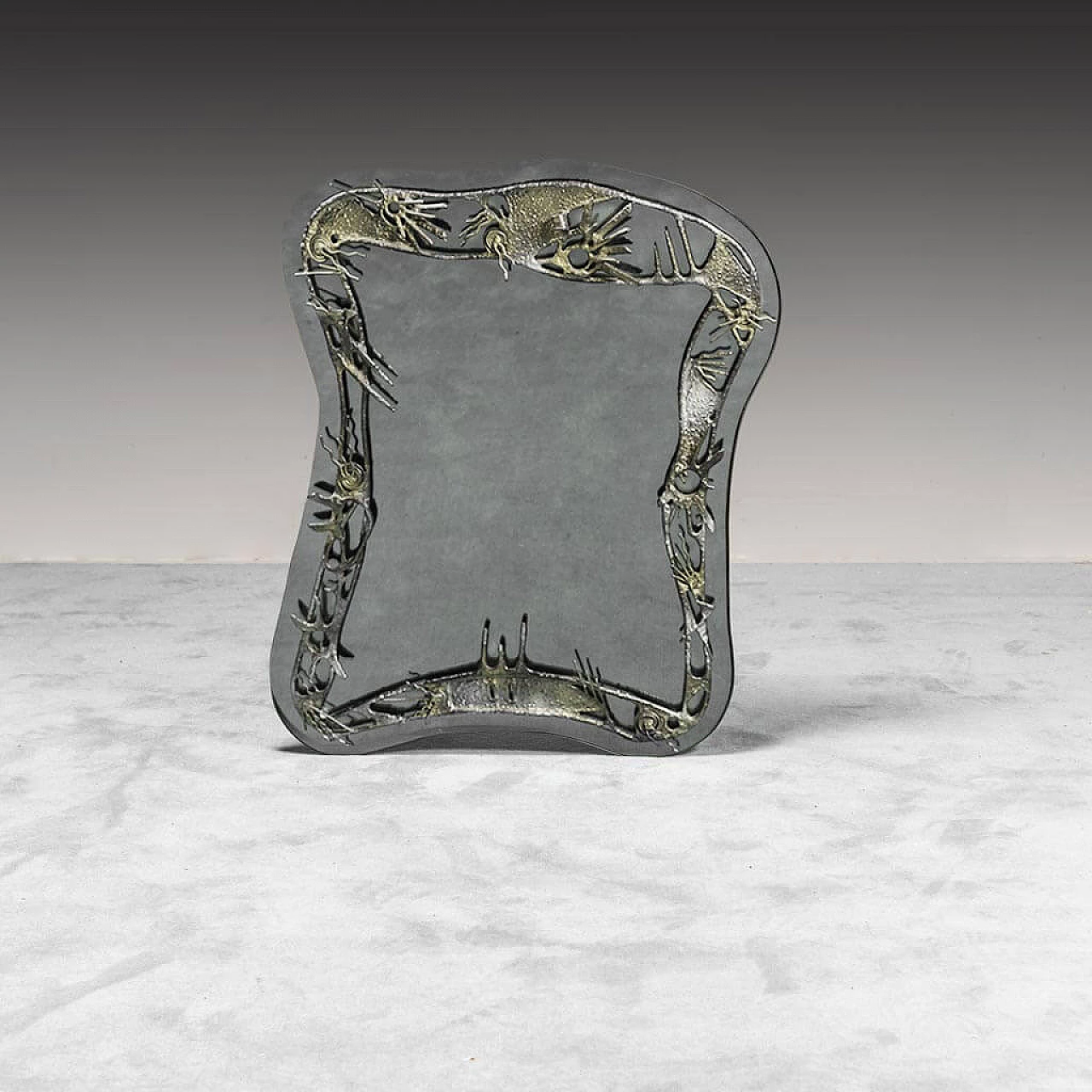 Specchio da parete in vetro e metallo, anni '50 1328538