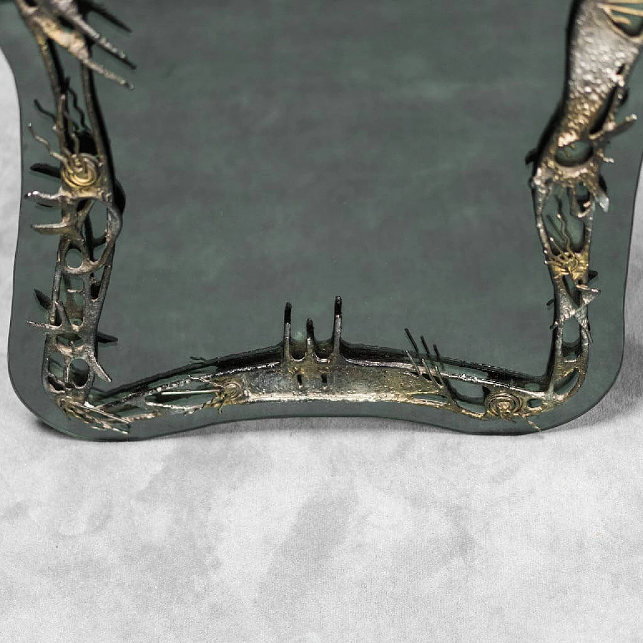 Specchio da parete in vetro e metallo, anni '50 1328540