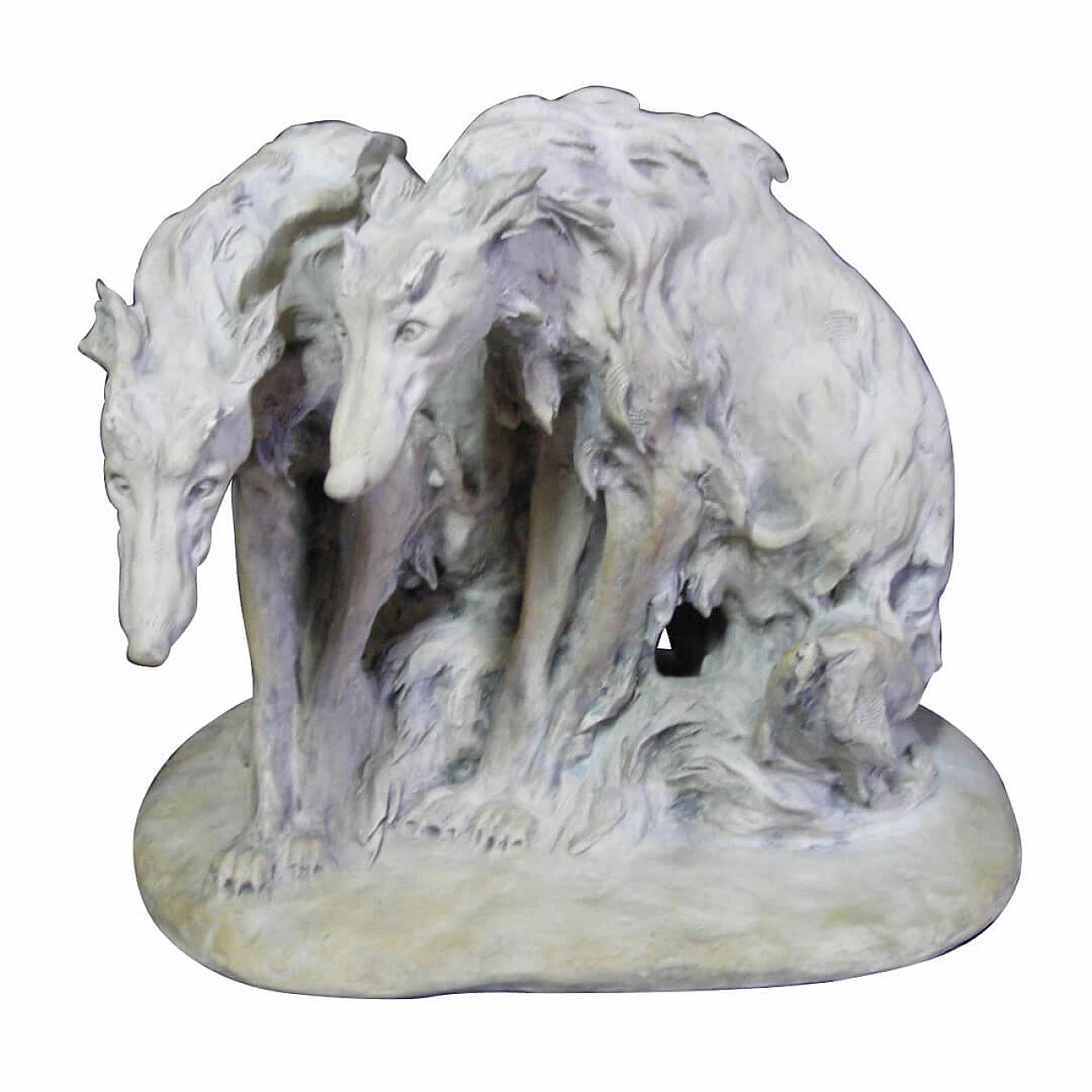 Tornati, Coppia di levrieri russi, statuetta in terracotta, inizio '900 1328618