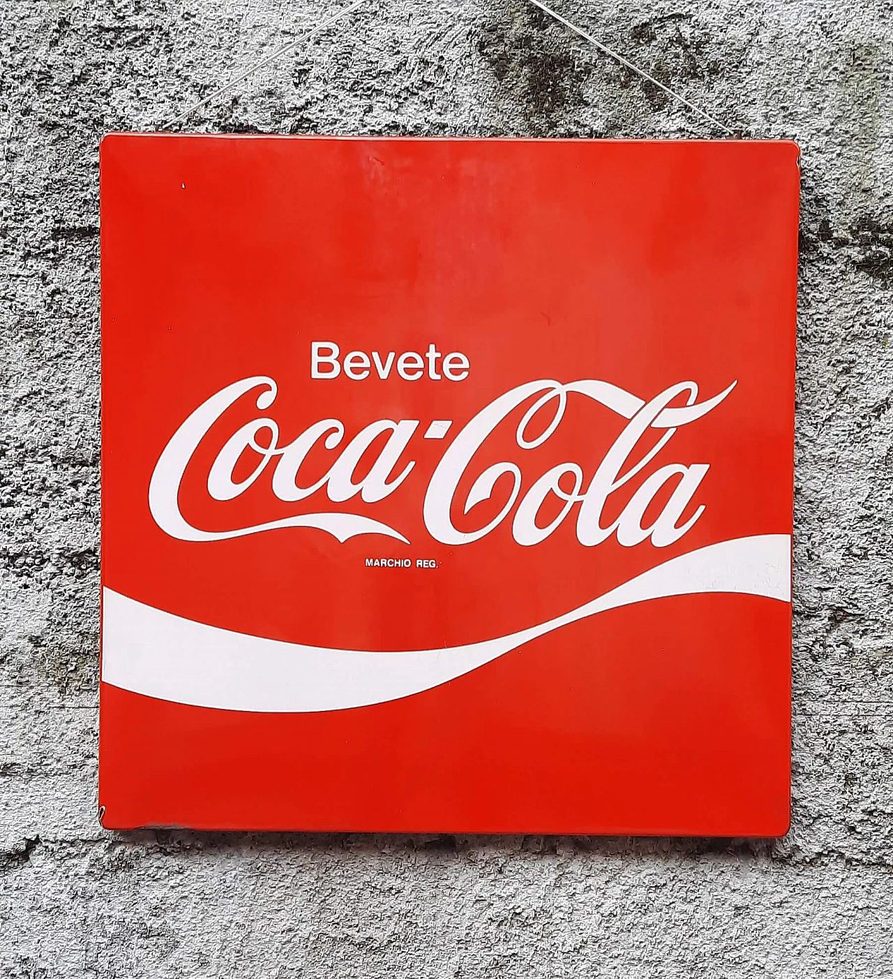 CocaCola sign in enameled metal by Smalterie Lombarde, 60s 1328832