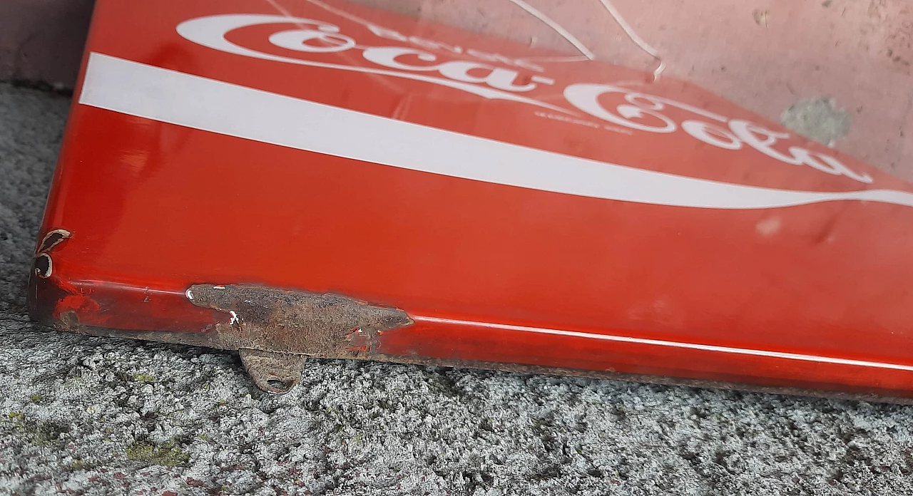 Insegna Coca Cola in metallo smaltato di Smalterie Lombarde, anni '60 1328853