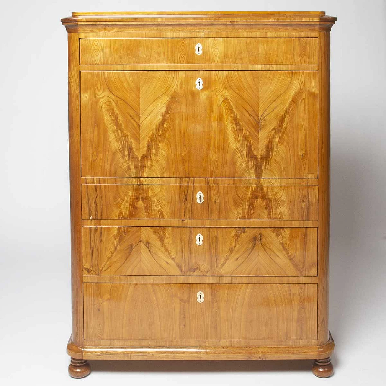Secretaire in elm with 4 drawers and flap, 19th century 1329363