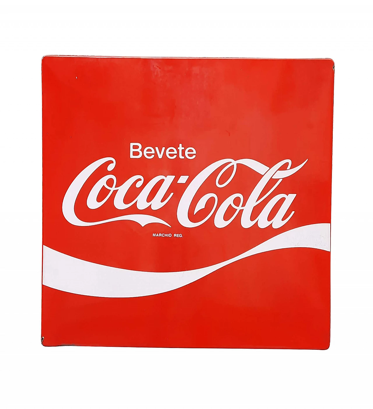 Insegna Coca Cola in metallo smaltato di Smalterie Lombarde, anni '60 1329403