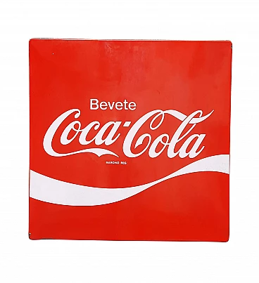 Insegna Coca Cola in metallo smaltato di Smalterie Lombarde, anni '60