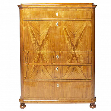 Secretaire in elm with 4 drawers and flap, 19th century
