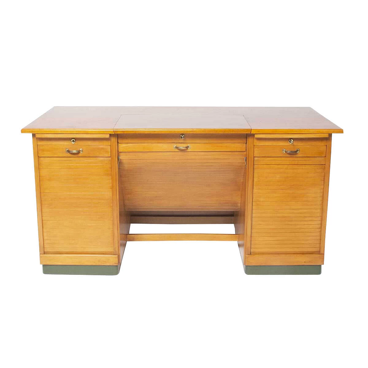 Desk in oak and beech with removable glass top by Soennecken, 1940s 1329457