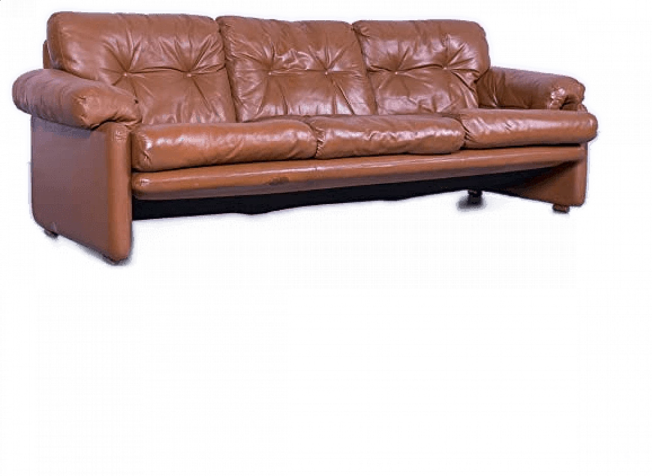 Coronado 3-seater tobacco-coloured B&B sofa, 1970s 1329465