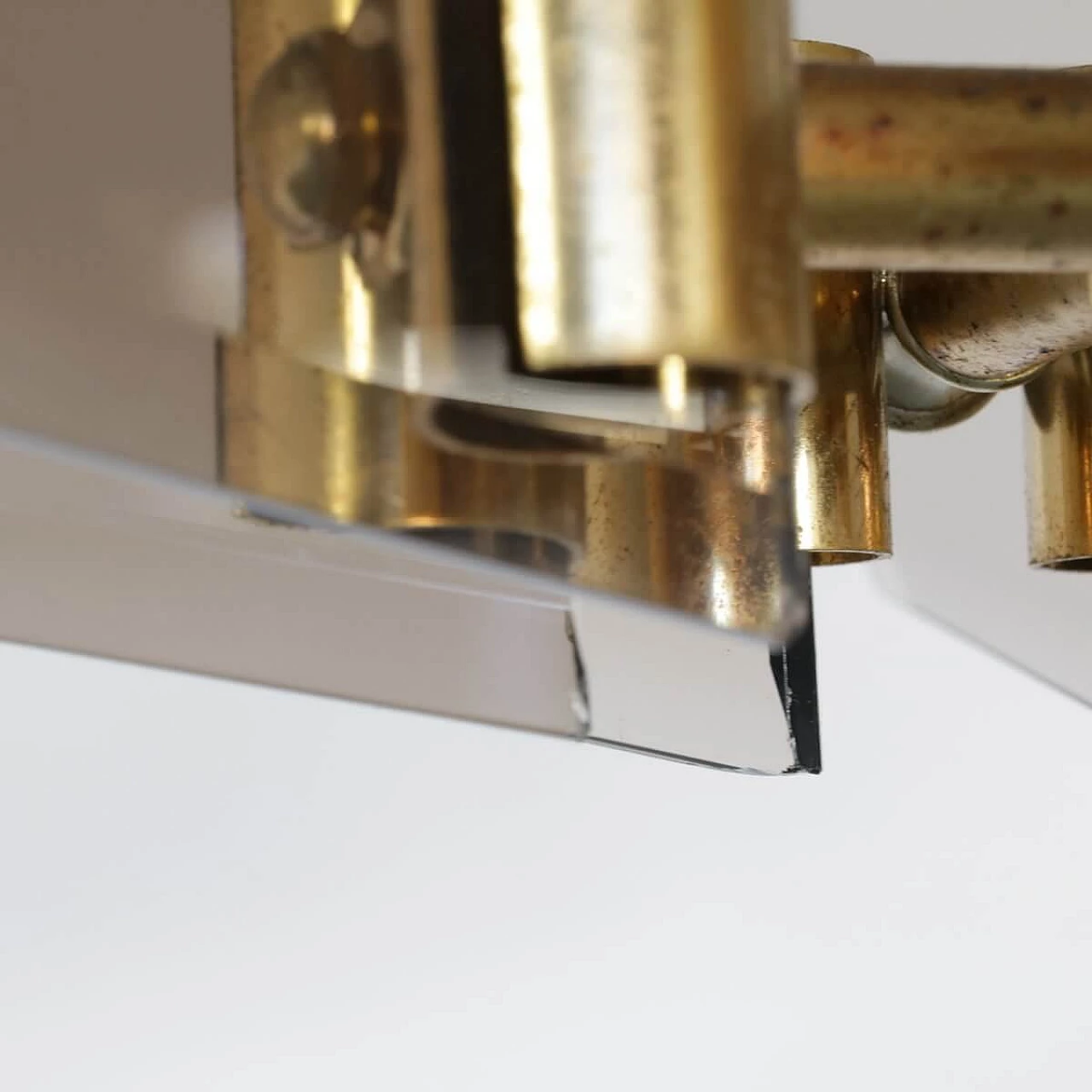 Chandelier in brass, glass and anodized aluminum by Gino Paroldo, 60s 1329651