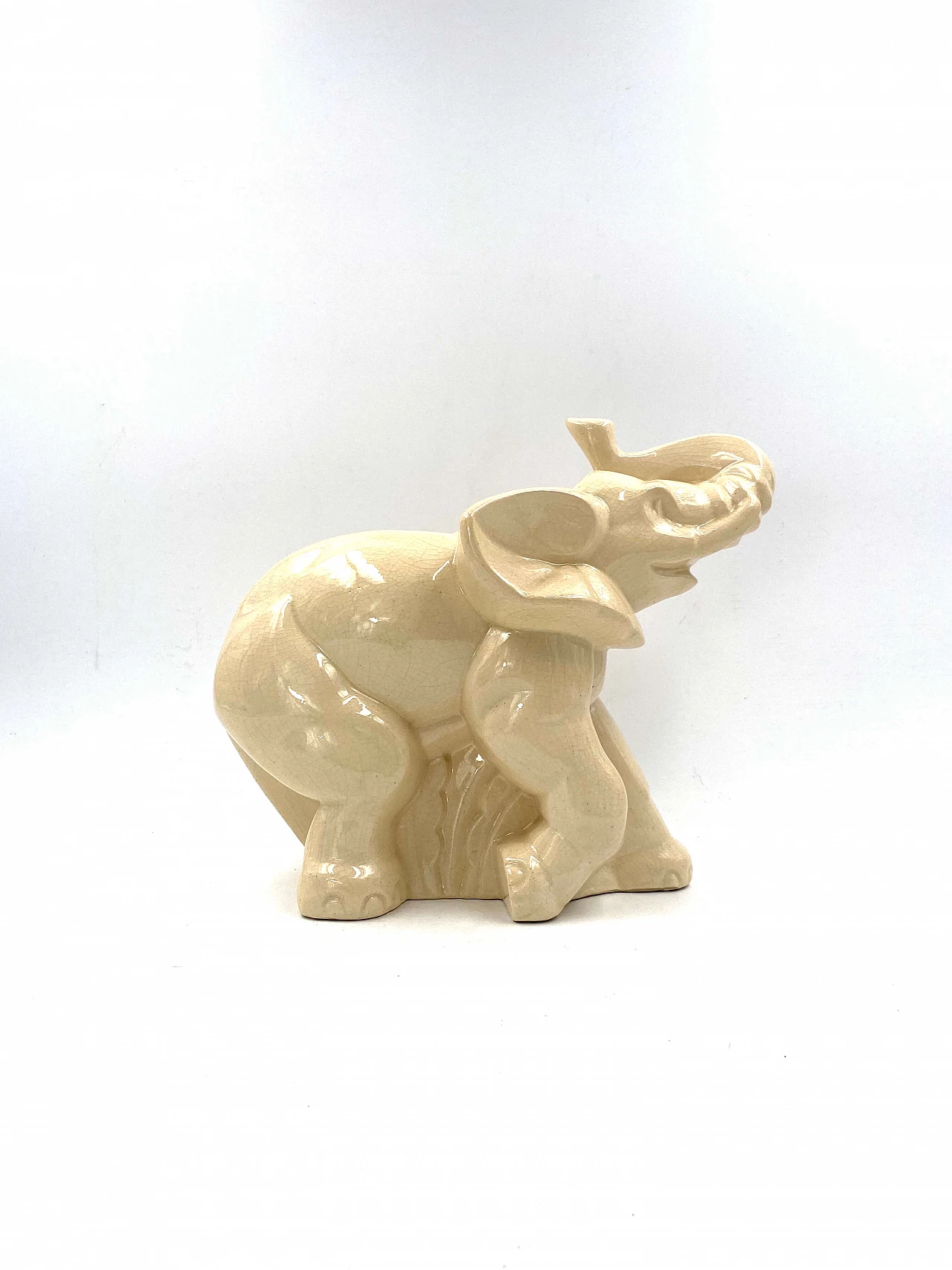 Sculpture of an elephant in craquelé glazed terracotta by Fontinelle, 1940s 1329671