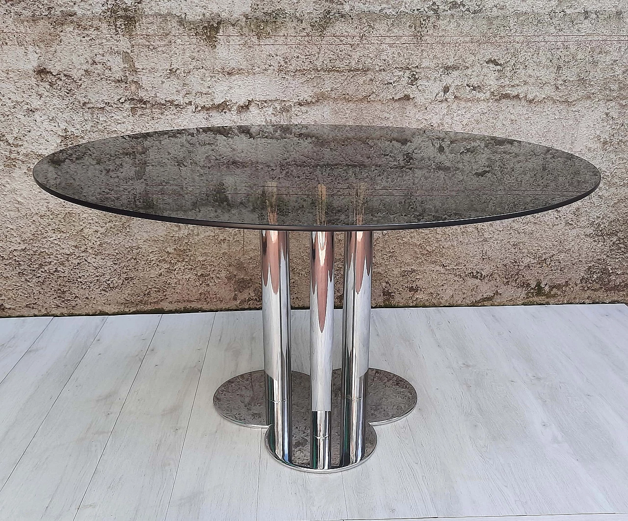 Trifoglio table in smoked glass by Sergio Asti for Poltronova, 1970s 1329695