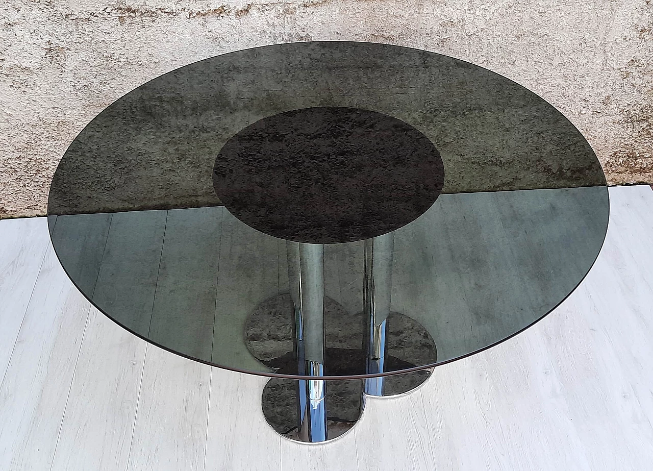 Trifoglio table in smoked glass by Sergio Asti for Poltronova, 1970s 1329697