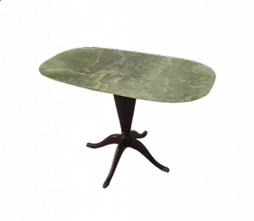 English mahogany coffee table with onyx top, 1950s