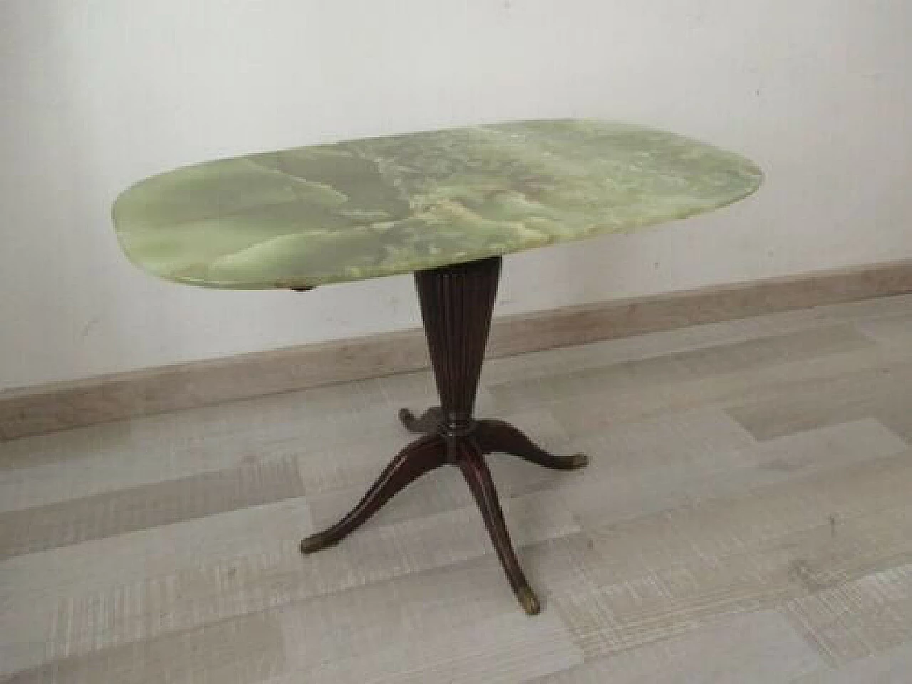 English mahogany coffee table with onyx top, 1950s 1329835