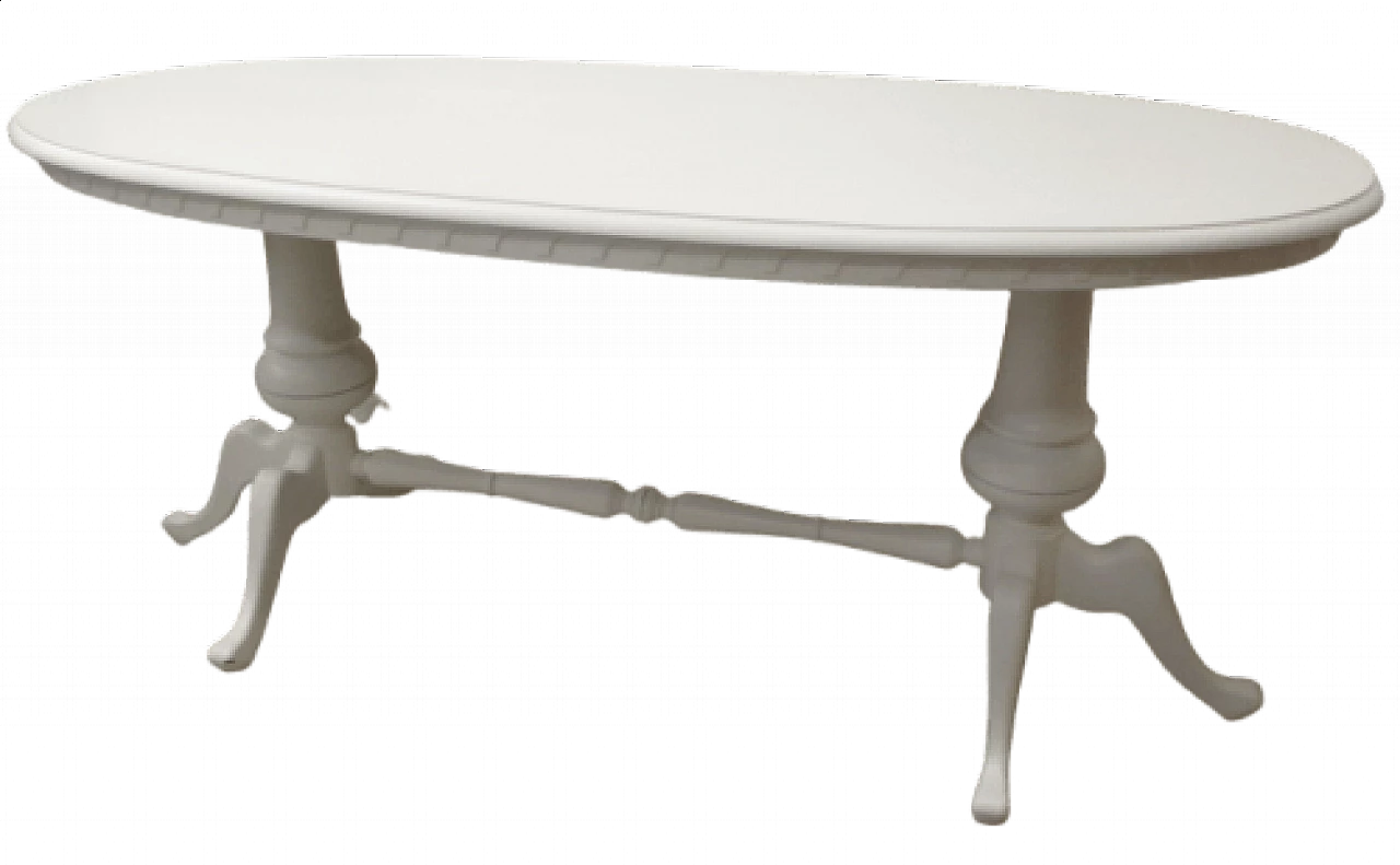 Tavolo ovale laccato bianco, anni '50 1329844
