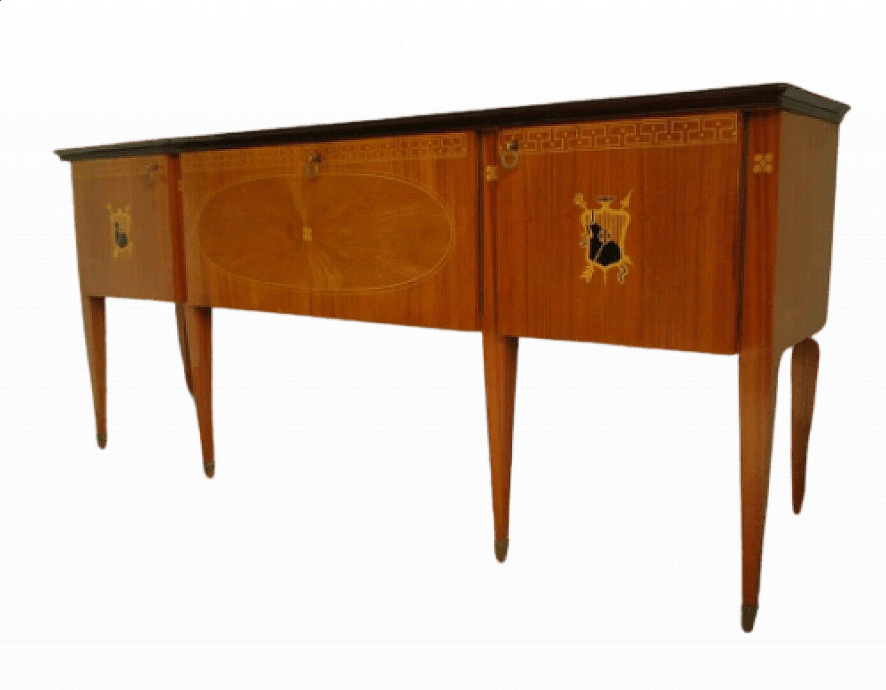 Credenza in palissandro con piano in vetro, anni '60 1329873