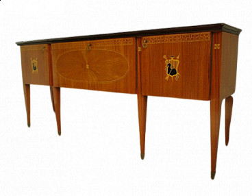 Rosewood sideboard with glass top, 1960s
