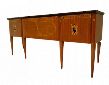 Rosewood sideboard with glass top, 1960s