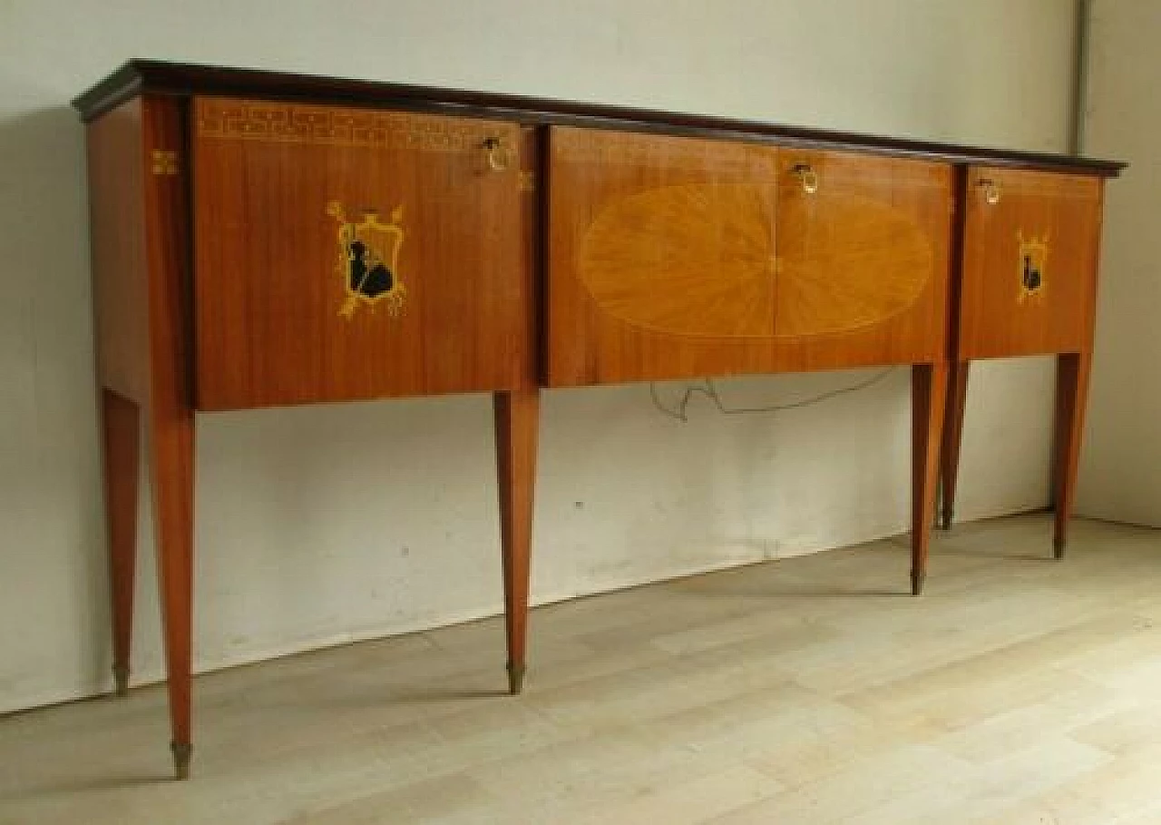 Credenza in palissandro con piano in vetro, anni '60 1329875