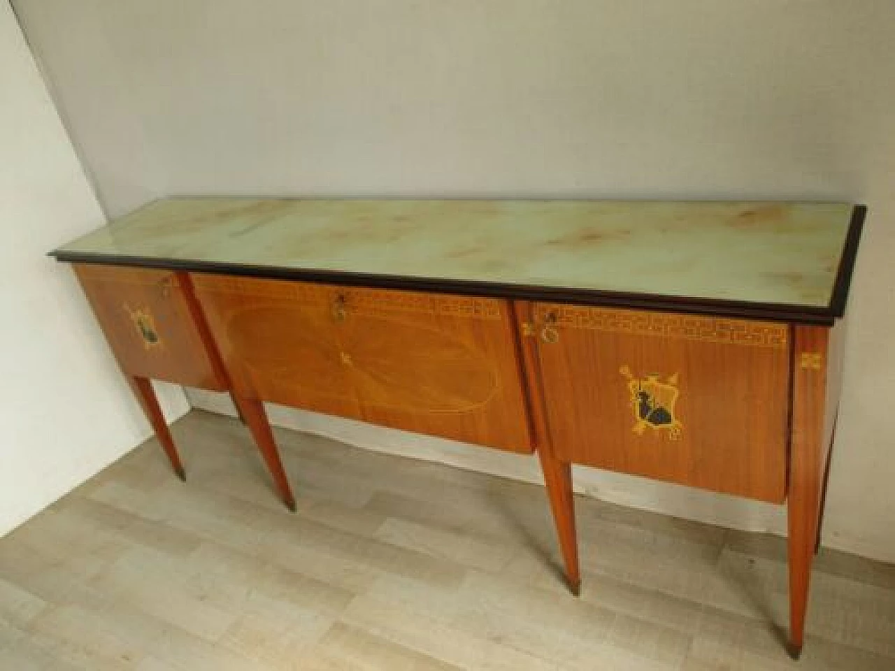 Rosewood sideboard with glass top, 1960s 1329878