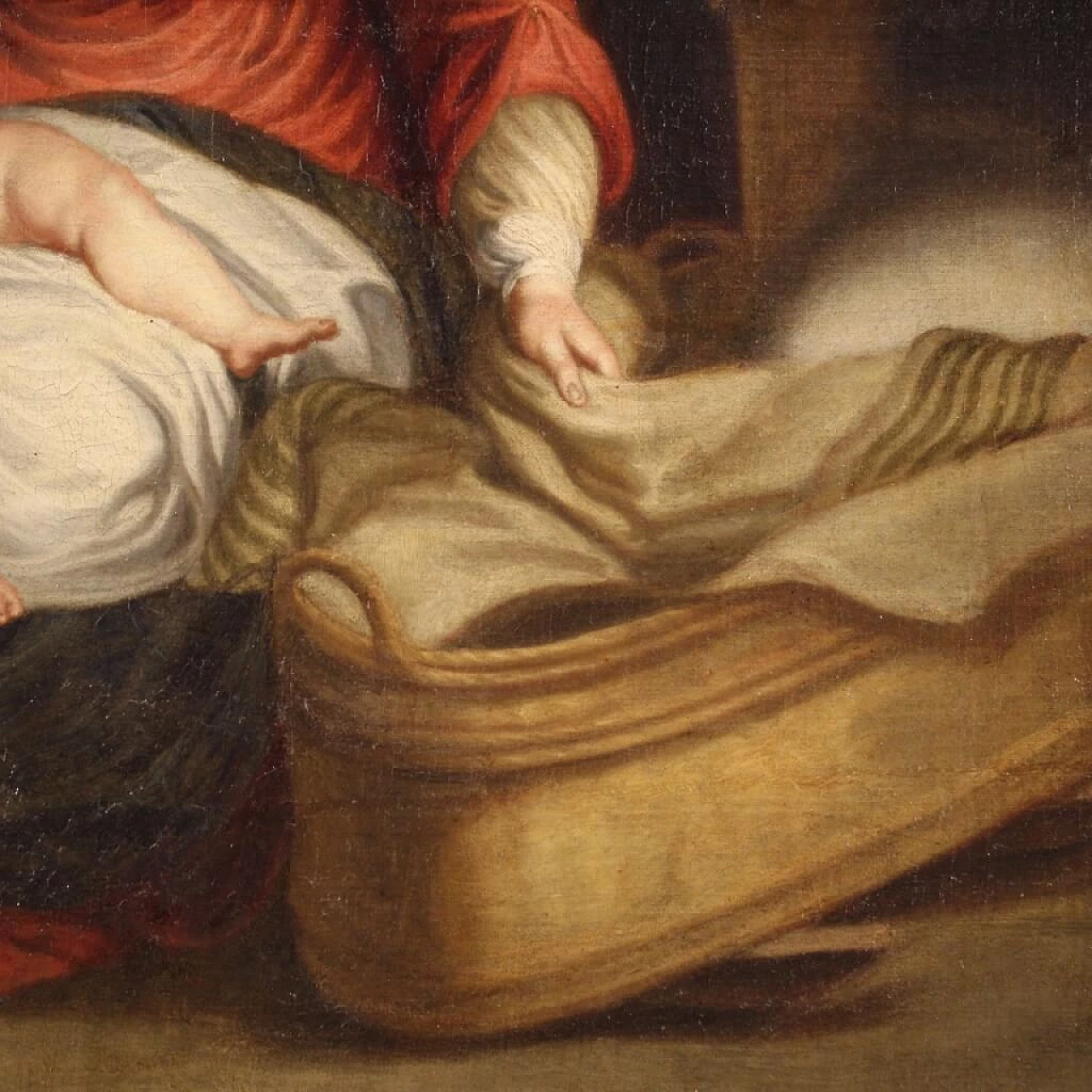 Sacra Famiglia, dipinto fiammingo olio su tela, '700 1330551