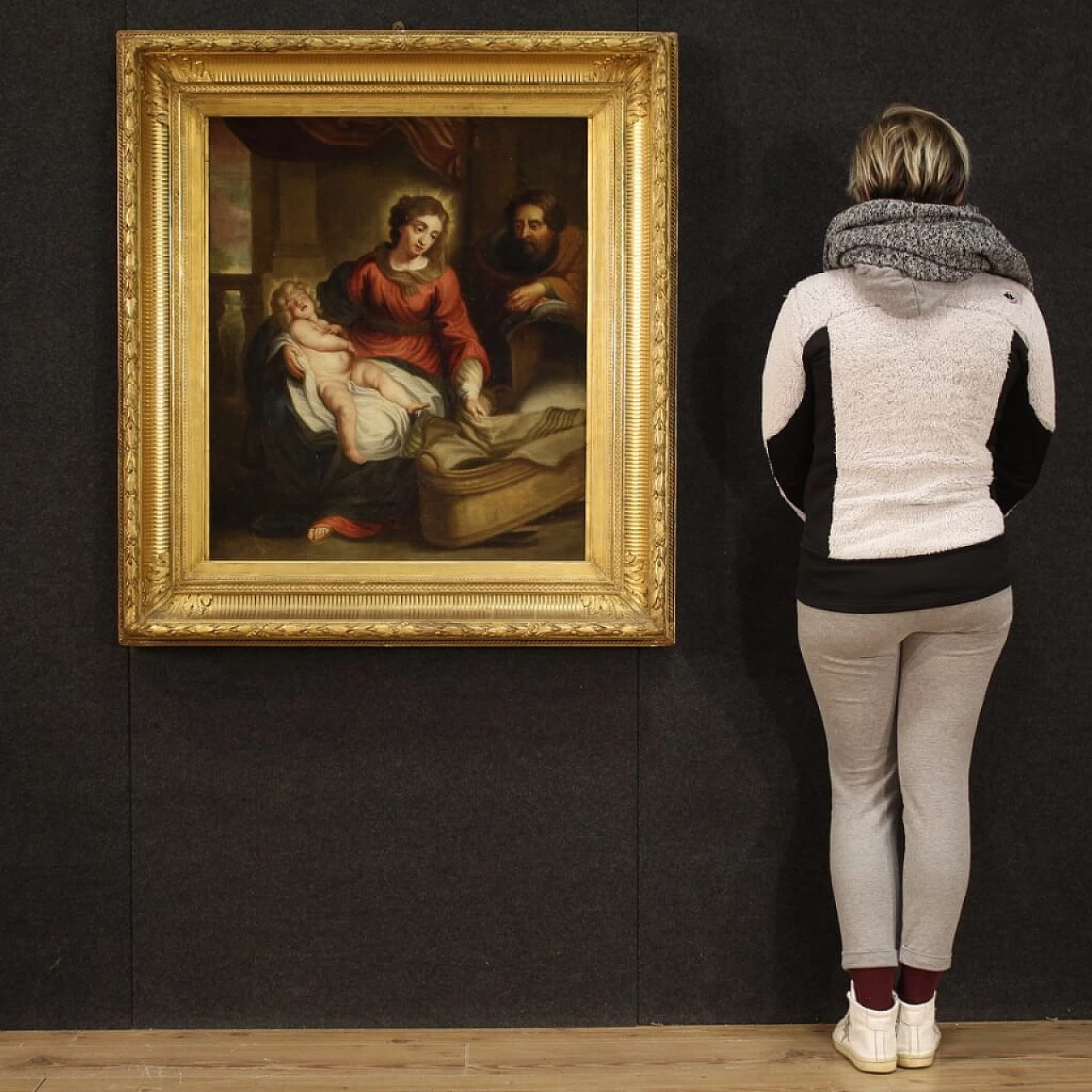 Sacra Famiglia, dipinto fiammingo olio su tela, '700 1330557