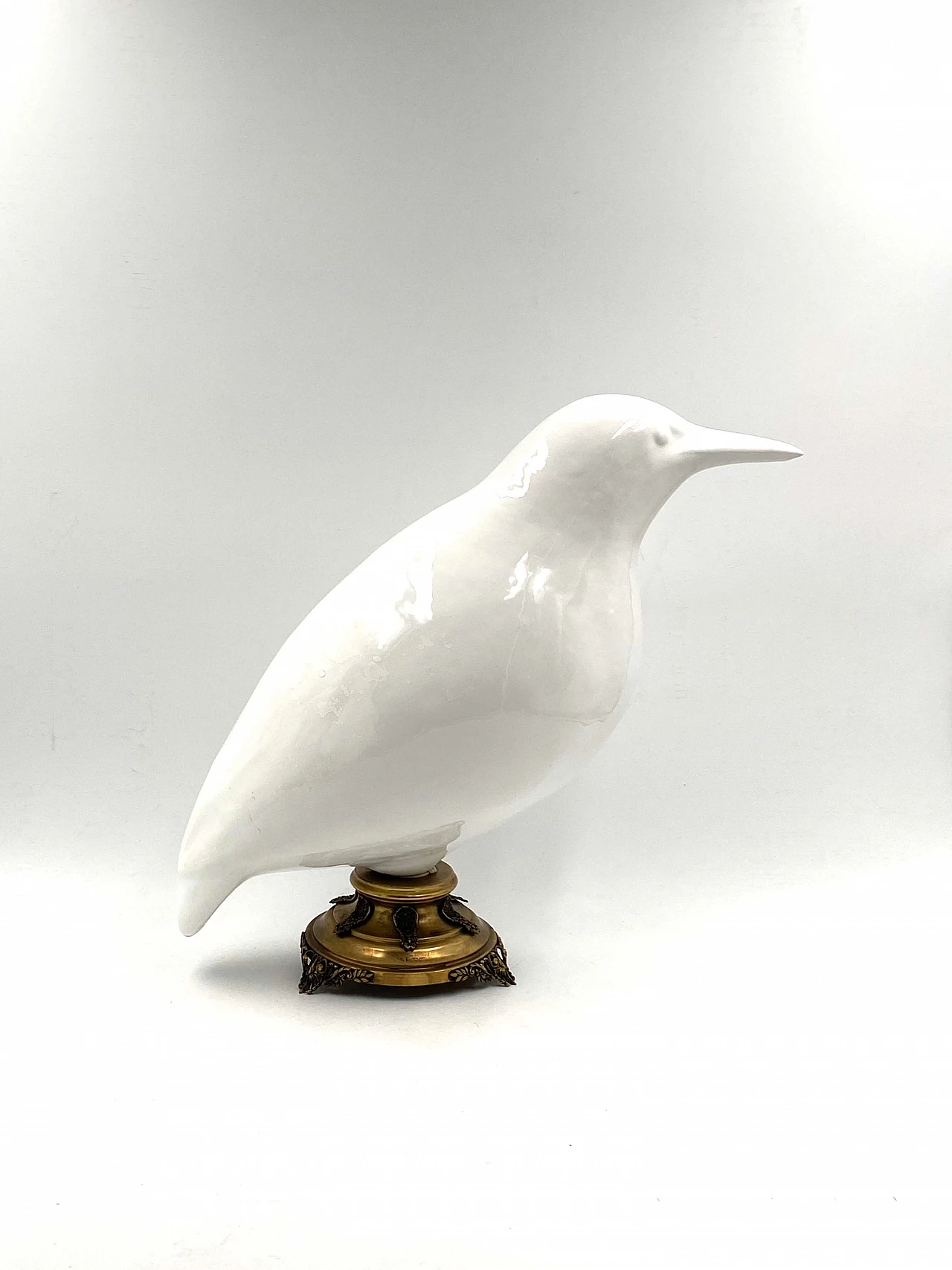 Pair of large ceramic and brass bird sculptures, early 20th century 1330599