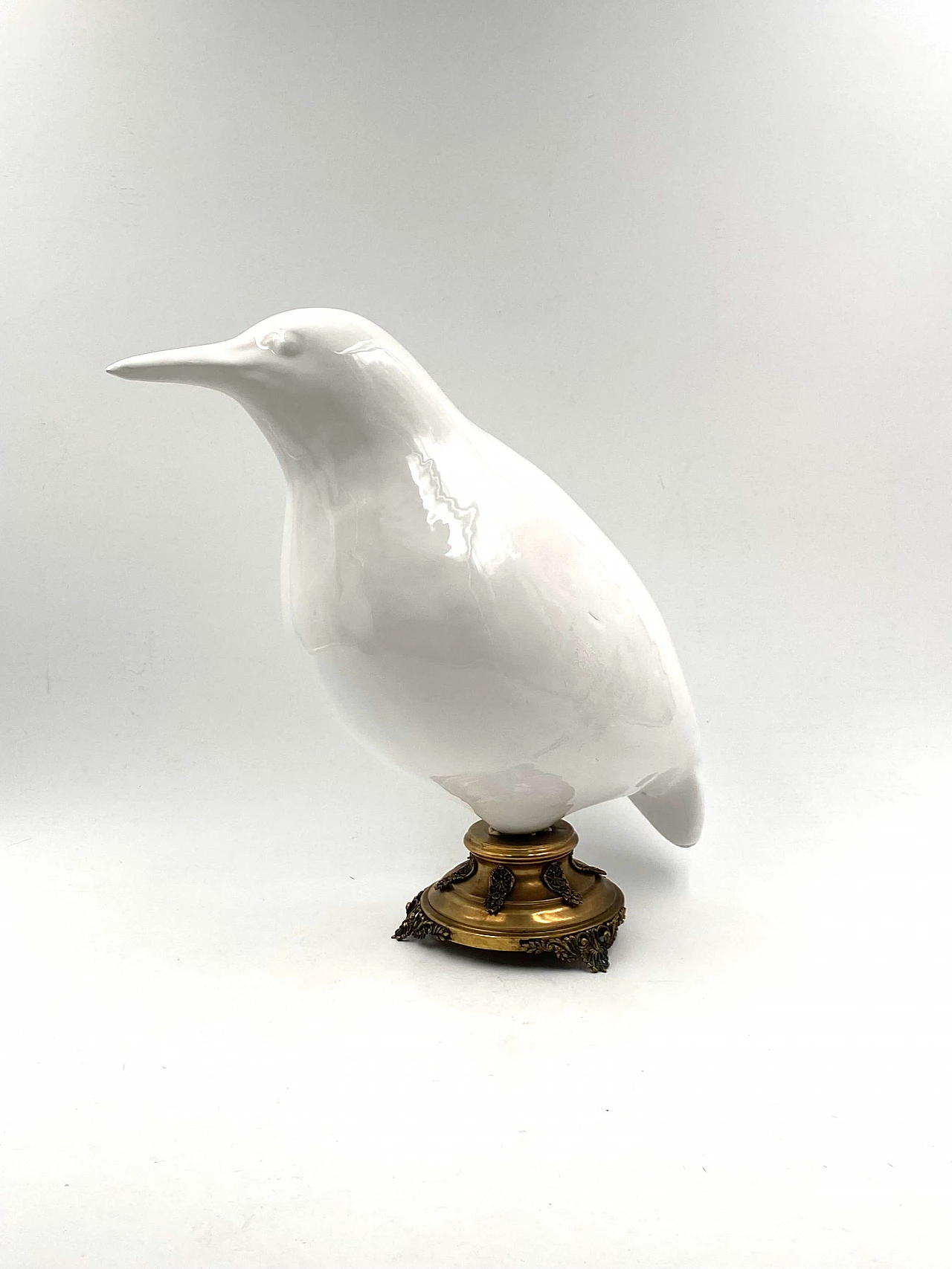 Pair of large ceramic and brass bird sculptures, early 20th century 1330600