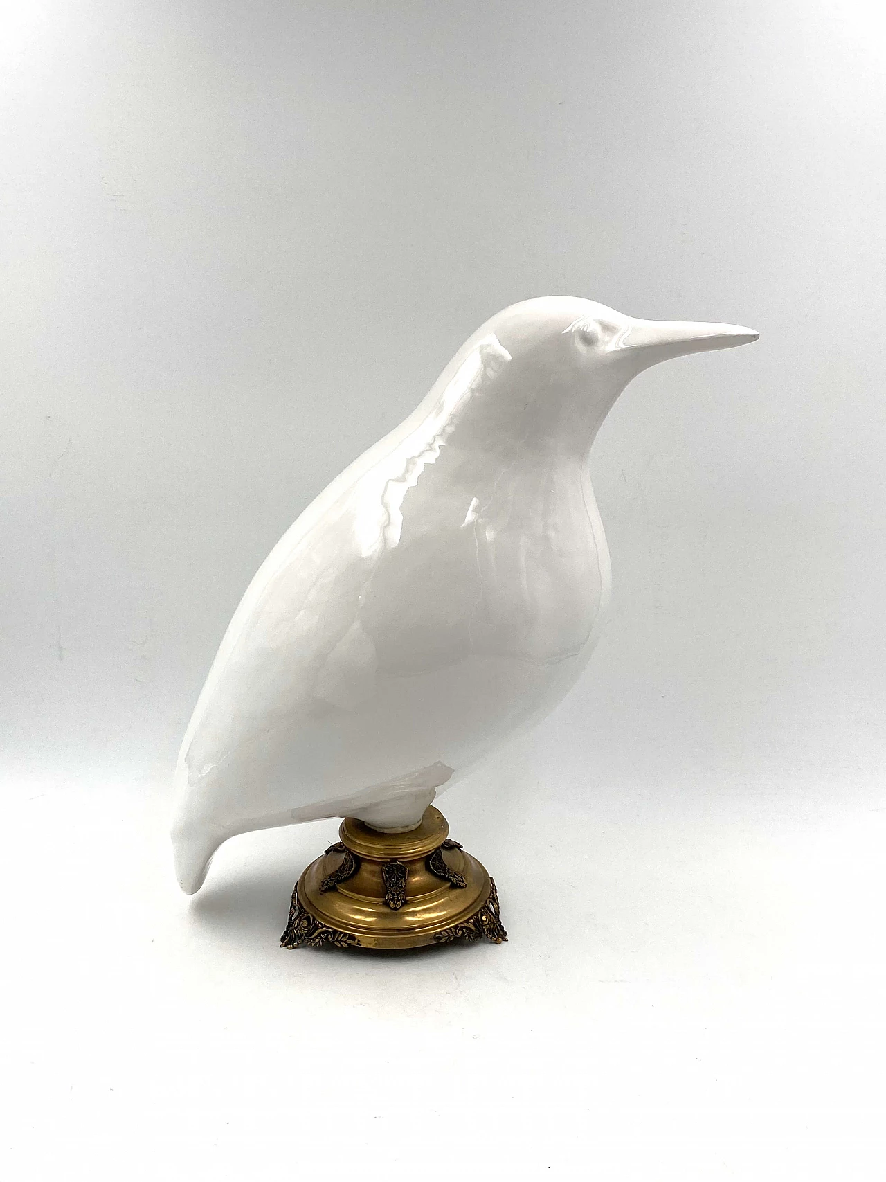 Pair of large ceramic and brass bird sculptures, early 20th century 1330601