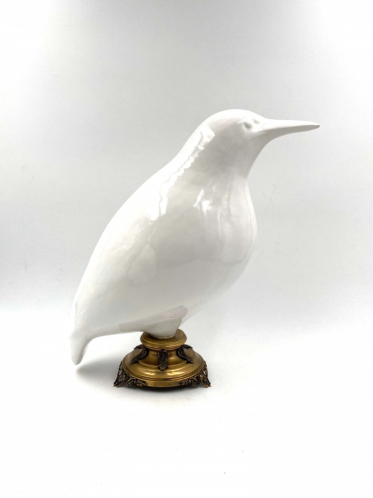Pair of large ceramic and brass bird sculptures, early 20th century 1330602