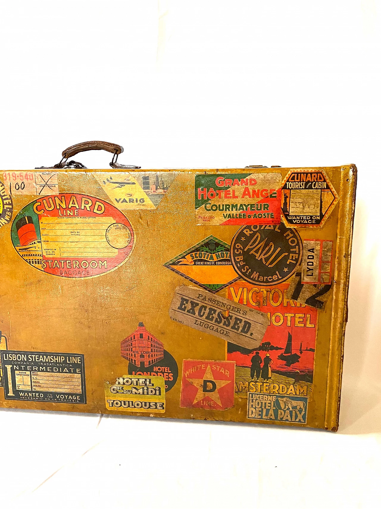 Italian leather travel suitcase, early 1900s 1330631