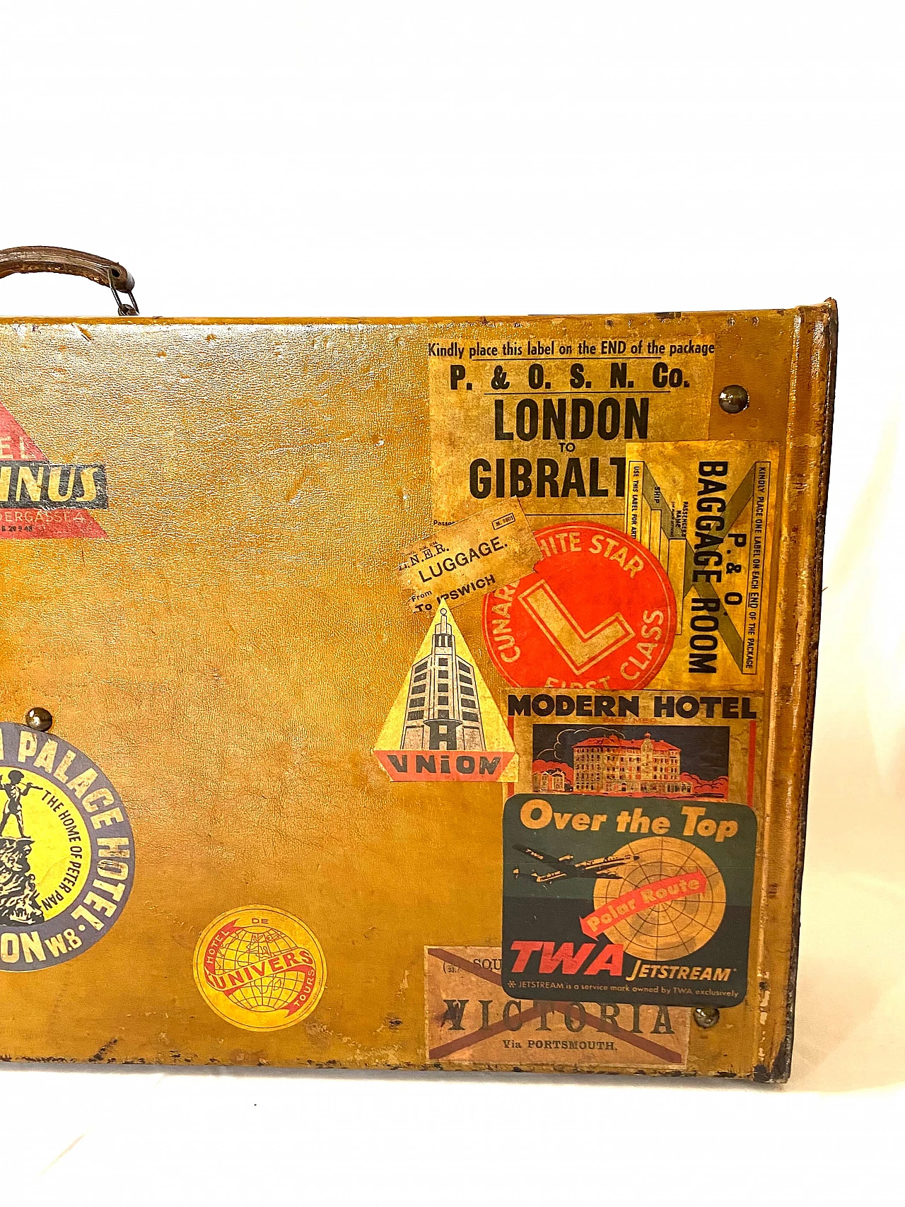 Italian leather travel suitcase, early 1900s 1330635