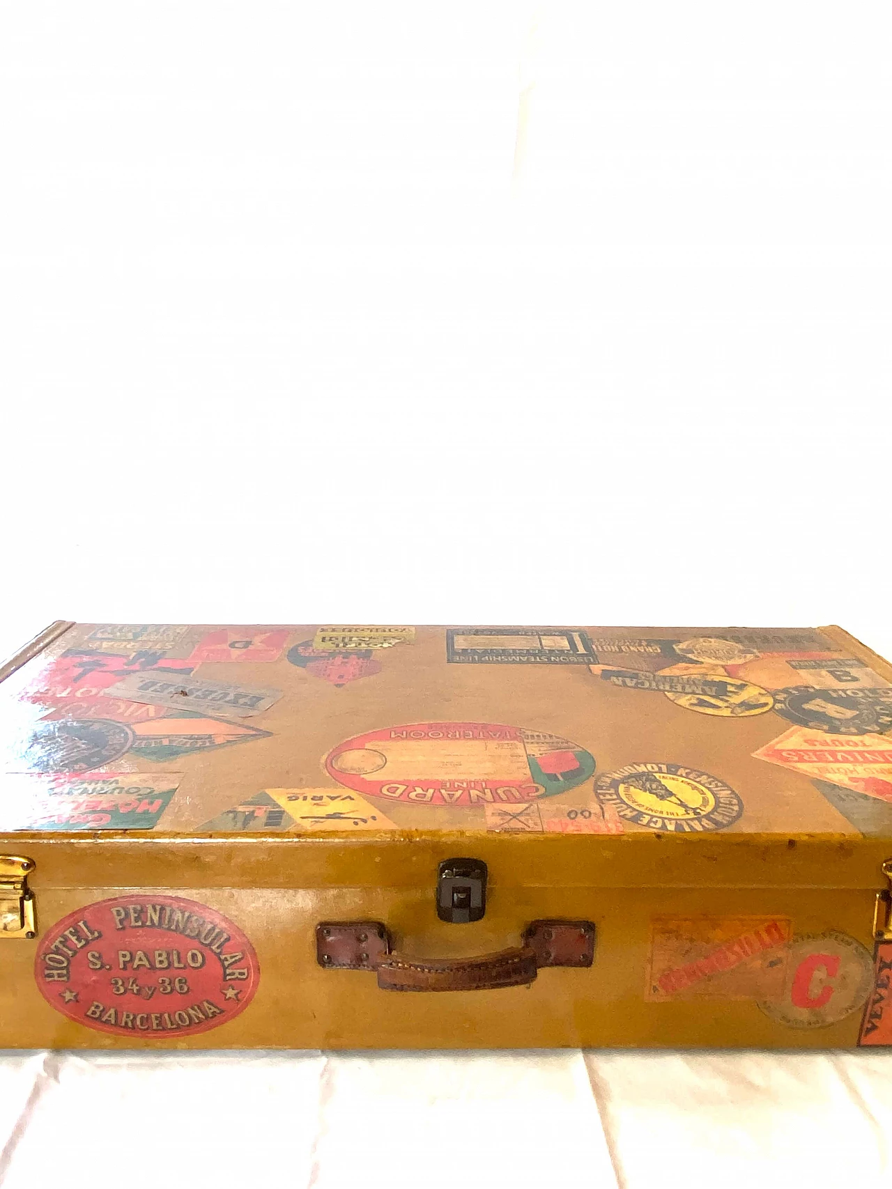 Italian leather travel suitcase, early 1900s 1330638