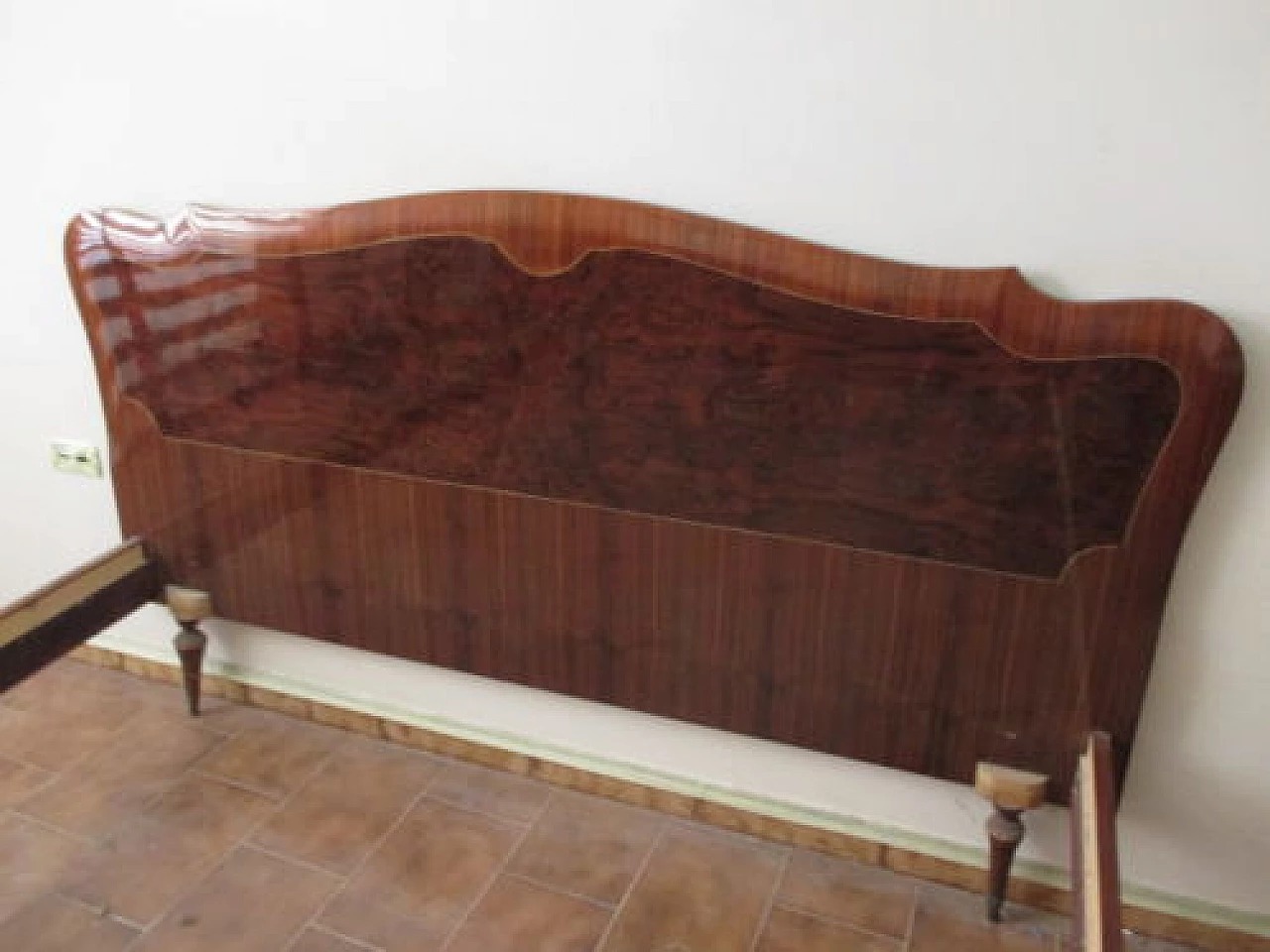 Rosewood double bed with inlays, 1950s 1330782