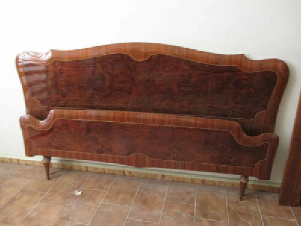 Rosewood double bed with inlays, 1950s 1330785