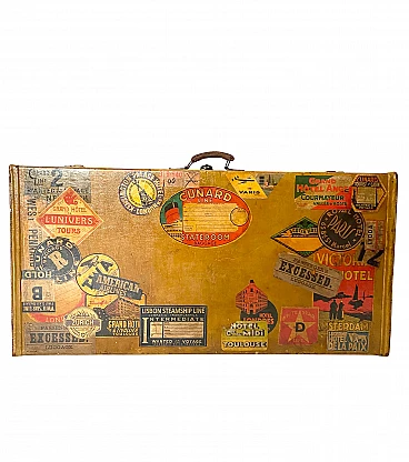 Italian leather travel suitcase, early 1900s
