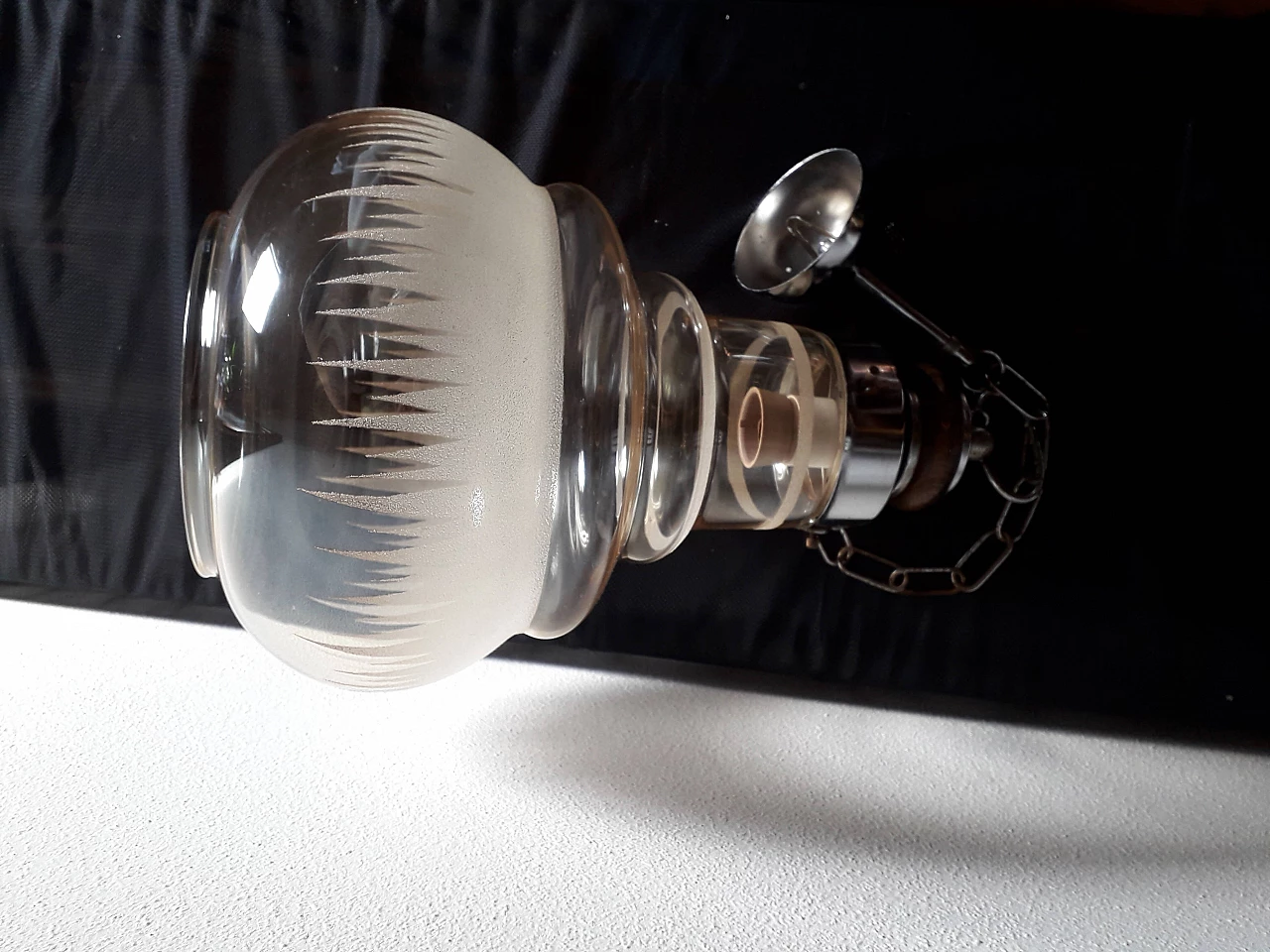 Space Age suspension lamp in silkscreened glass, 1970s 1331357