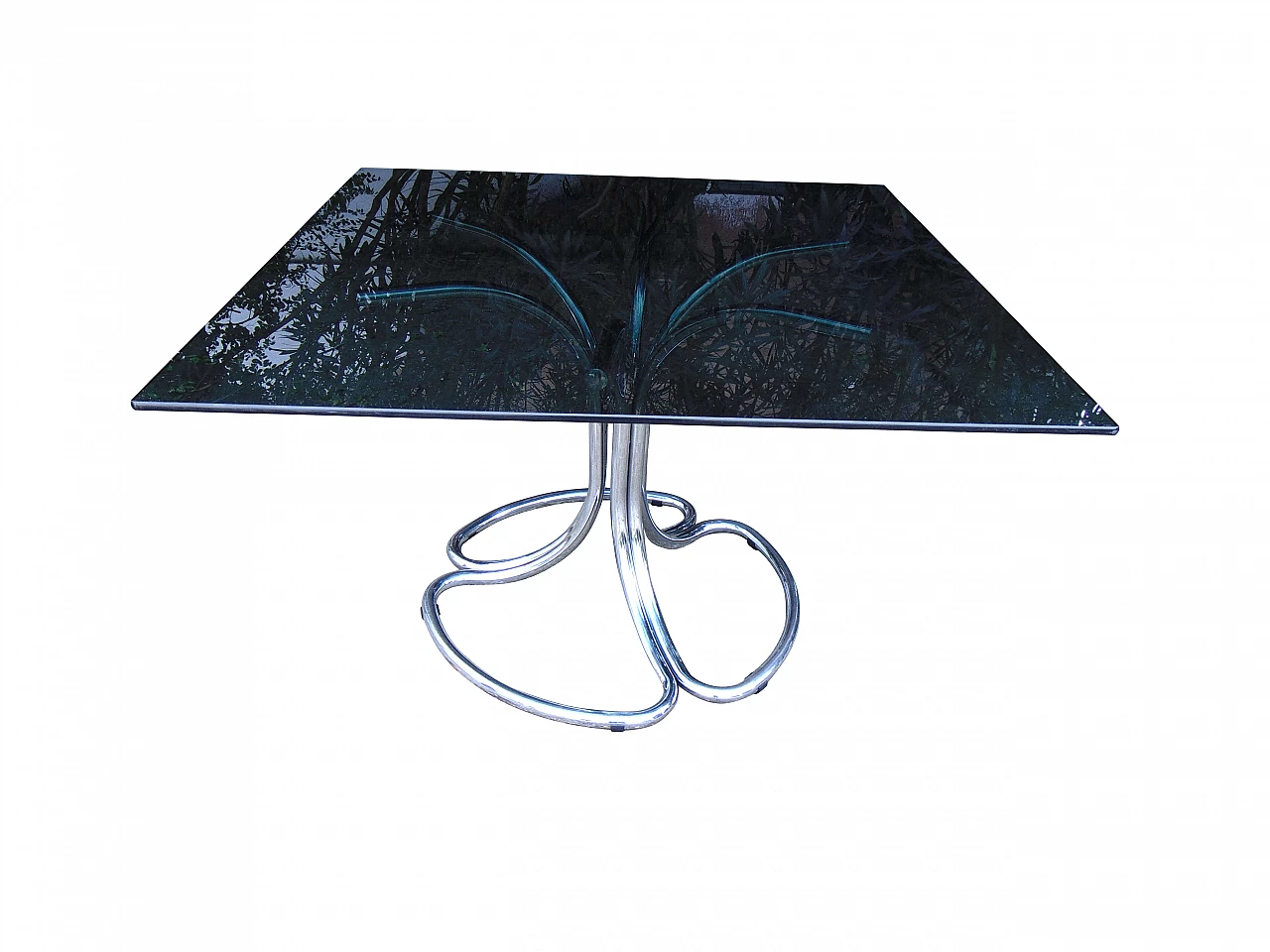 Chromed table with smoked glass, 1970s 1331390