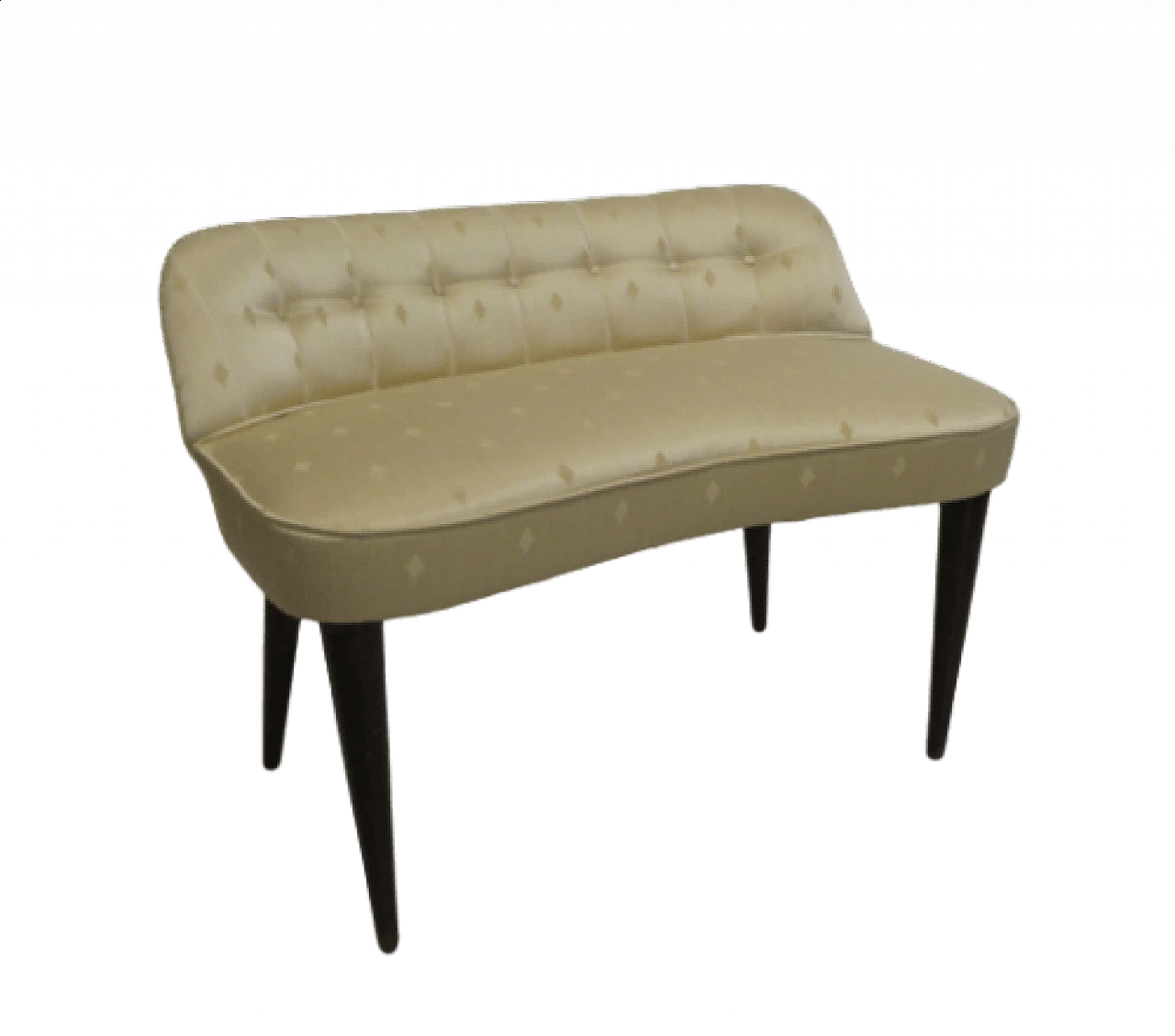 Divanetto a fagiolo in raso avorio, anni '60 1331407