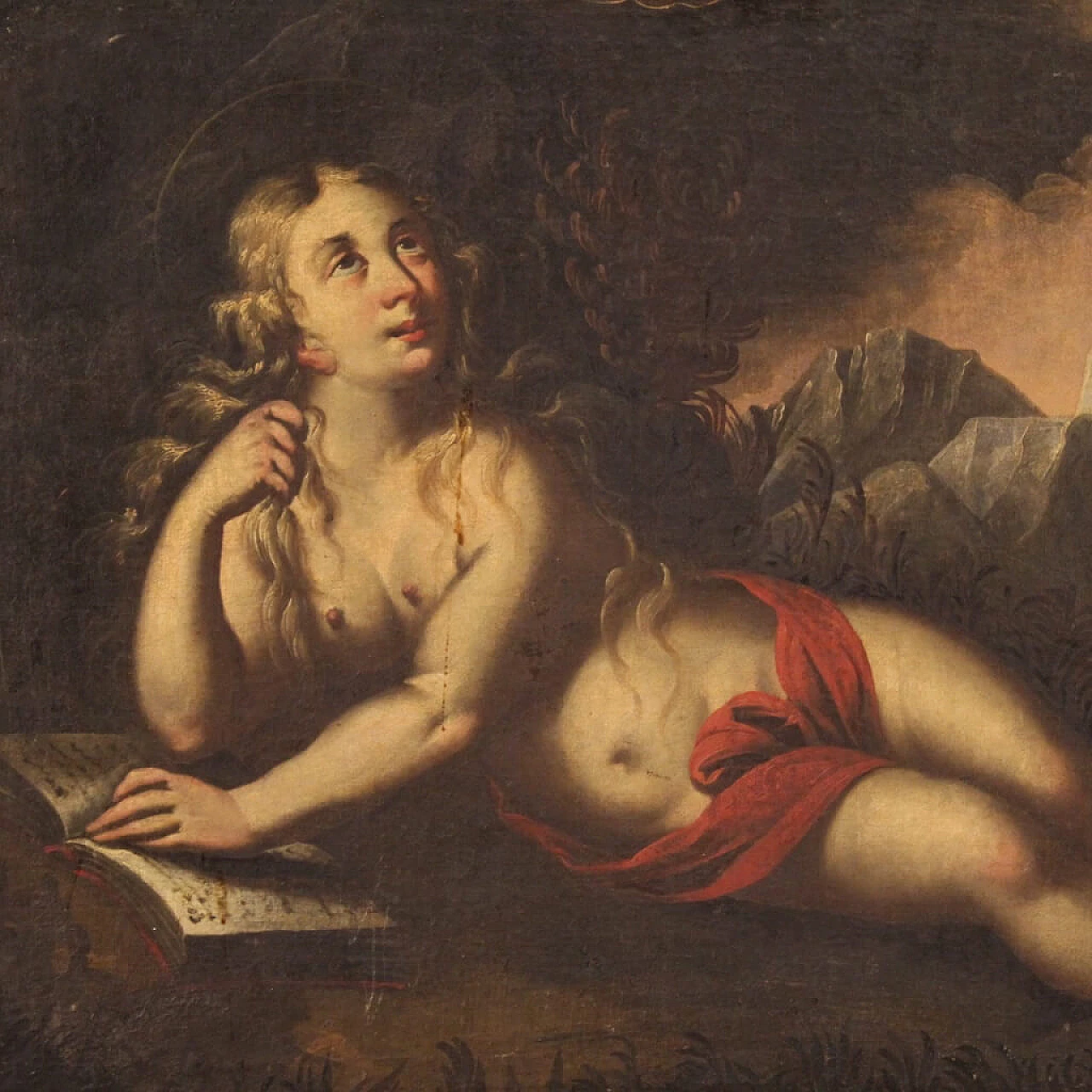 Maria Maddalena, dipinto francese ad olio su tela, '600 1331567