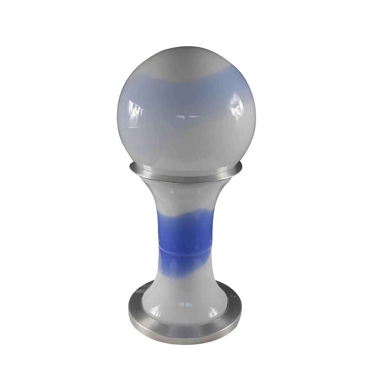 Table lamp in colored glass and aluminum, 60s 1331836
